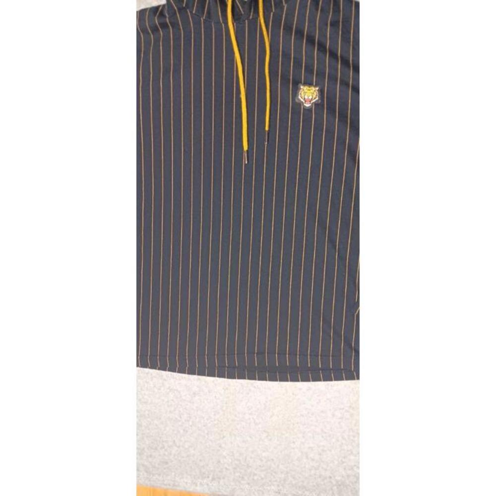 Denim & Flowers Ricky Singh Pullover Hoodie Mens Large Black And Gold Stripes... - Picture 6 of 10